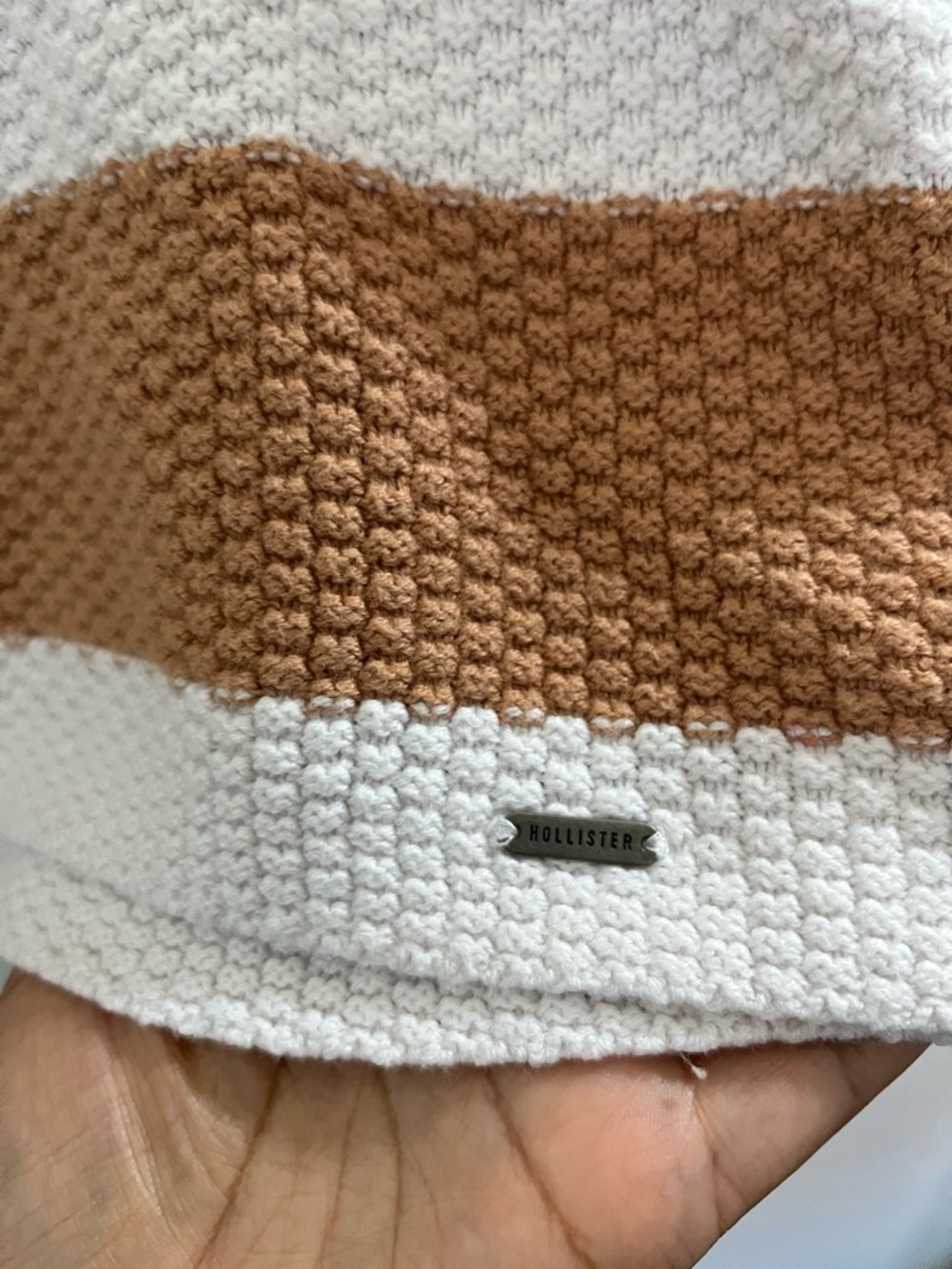 Hollister Striped Crewneck Sweater in White, Burgundy, Rust & Camel - Picture 3 of 5